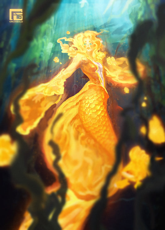 Sona the Golden Mermaid Premium Poster